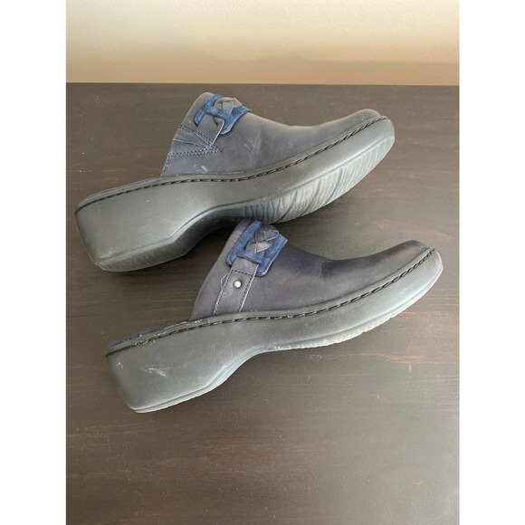 CLARKS navy blue leather mules size 7 - Picture 4 of 6